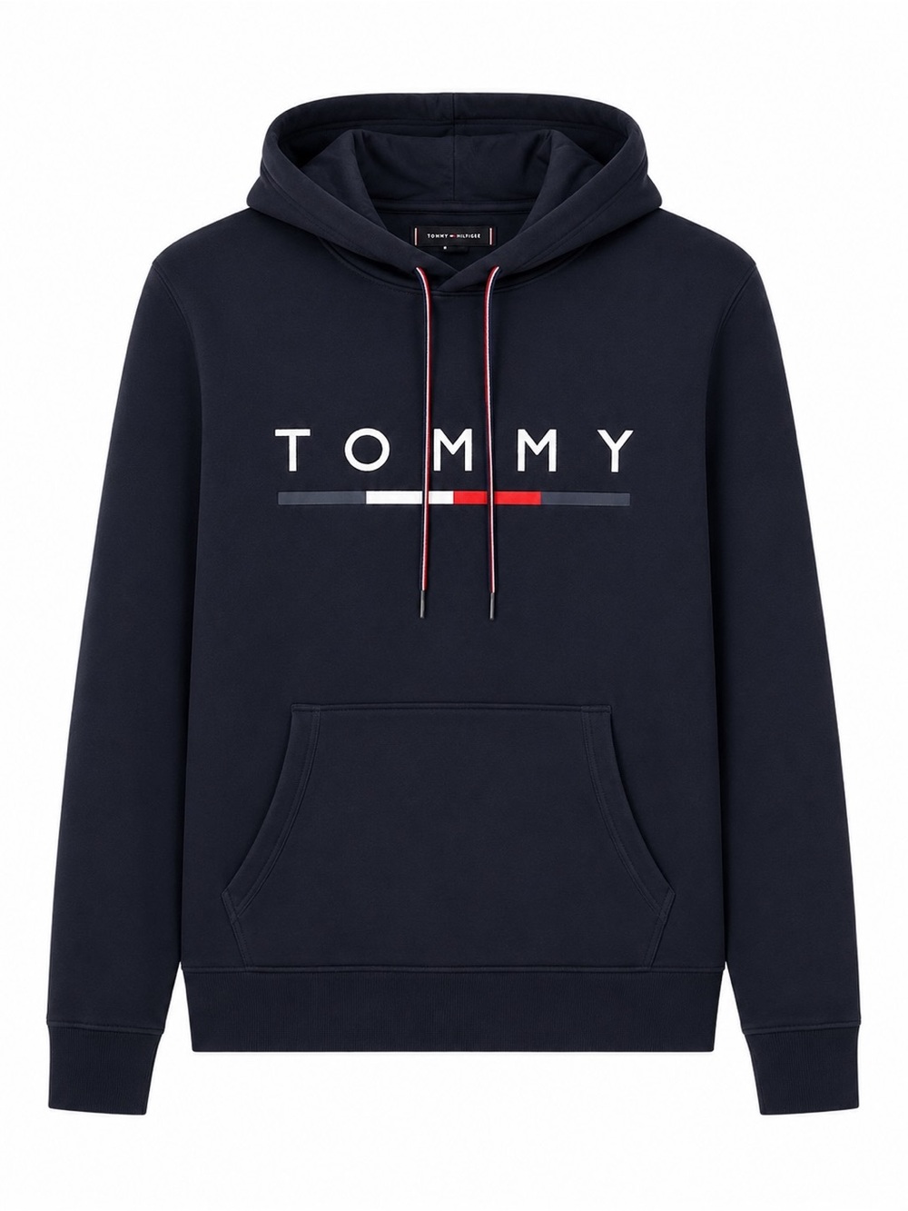 (NEW) Tommy Hilfiger Navy Hoodie with Signature Flag Accent